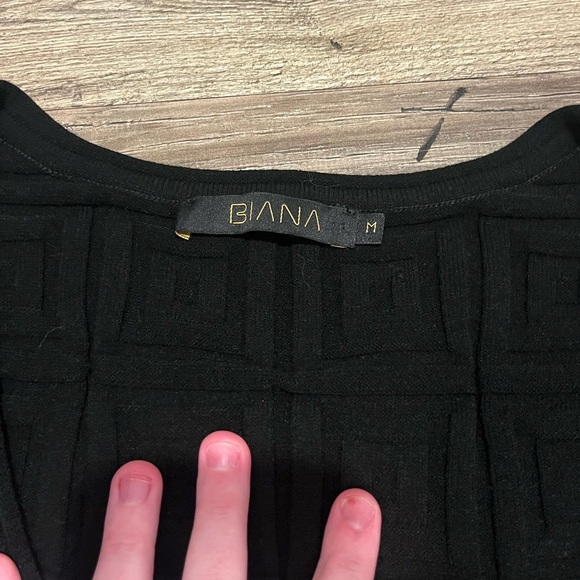 Biana's Vera Square Detail Knit Sheath Dress in Black - Picture 5 of 10